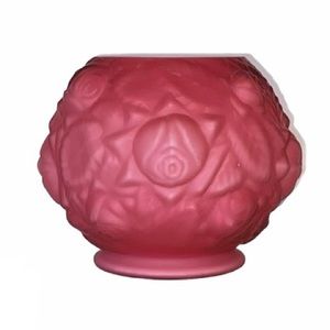 VTG LG Wright • Cranberry Satin Puffy Rose Bowl